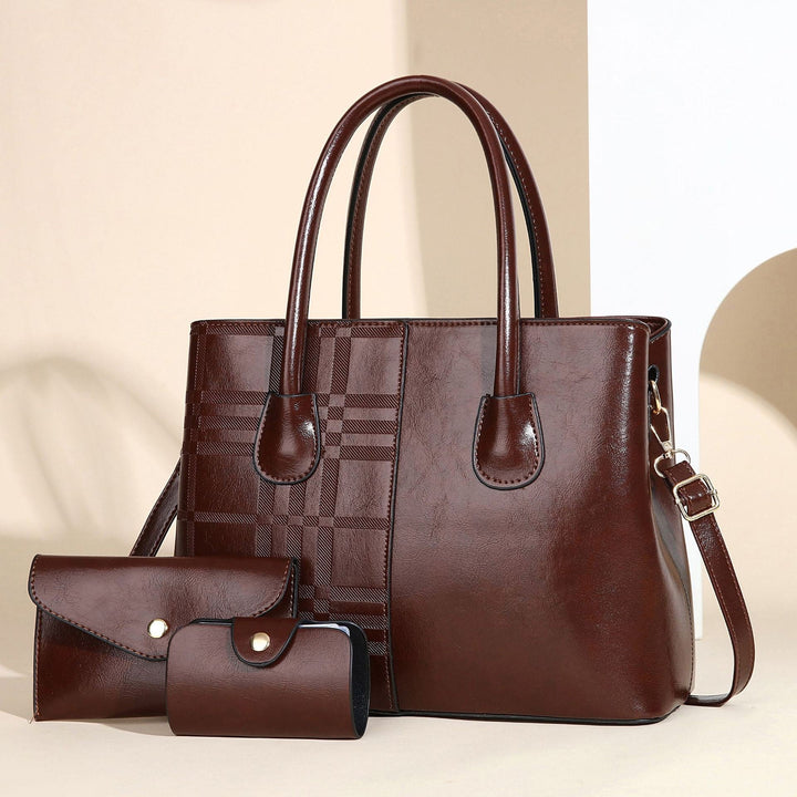 Ladies elegant tote handbag with detachable clutch and additional wallet