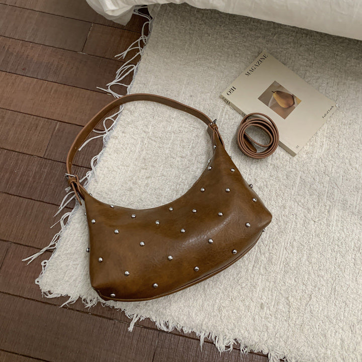 Women's casual shoulder bag with elegant pearl accents