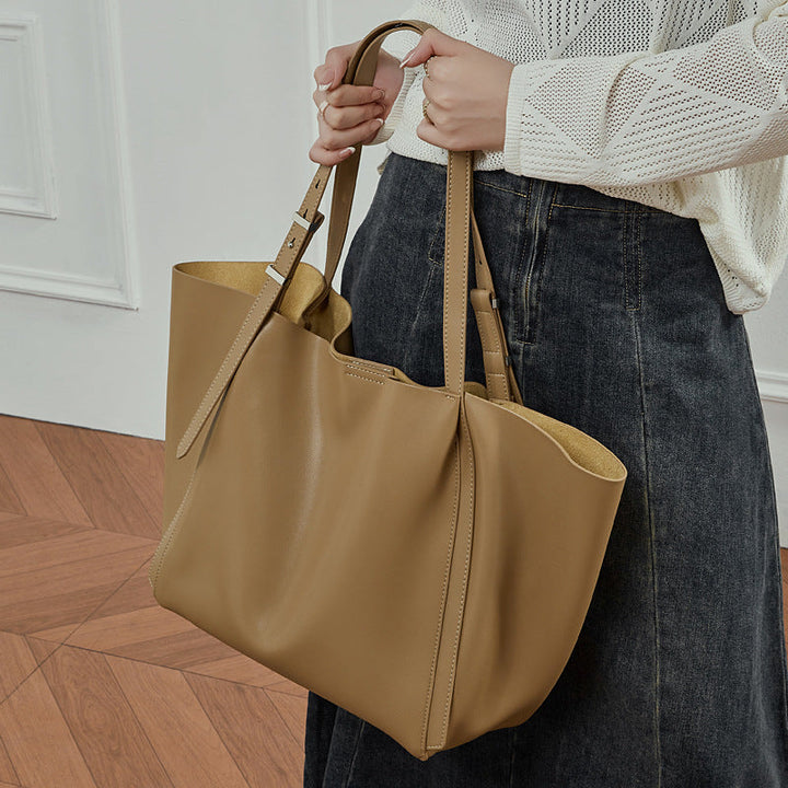 Women's tote bag with elegant design and removable shoulder strap