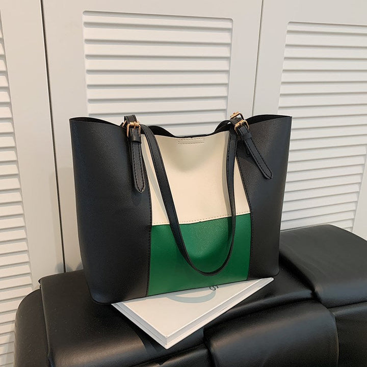 Women's spacious tote bag with elegant color block details