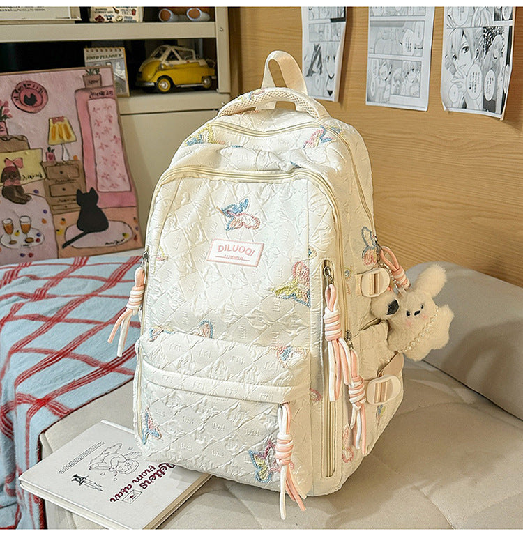 Floral Embroidered Durable School Backpack