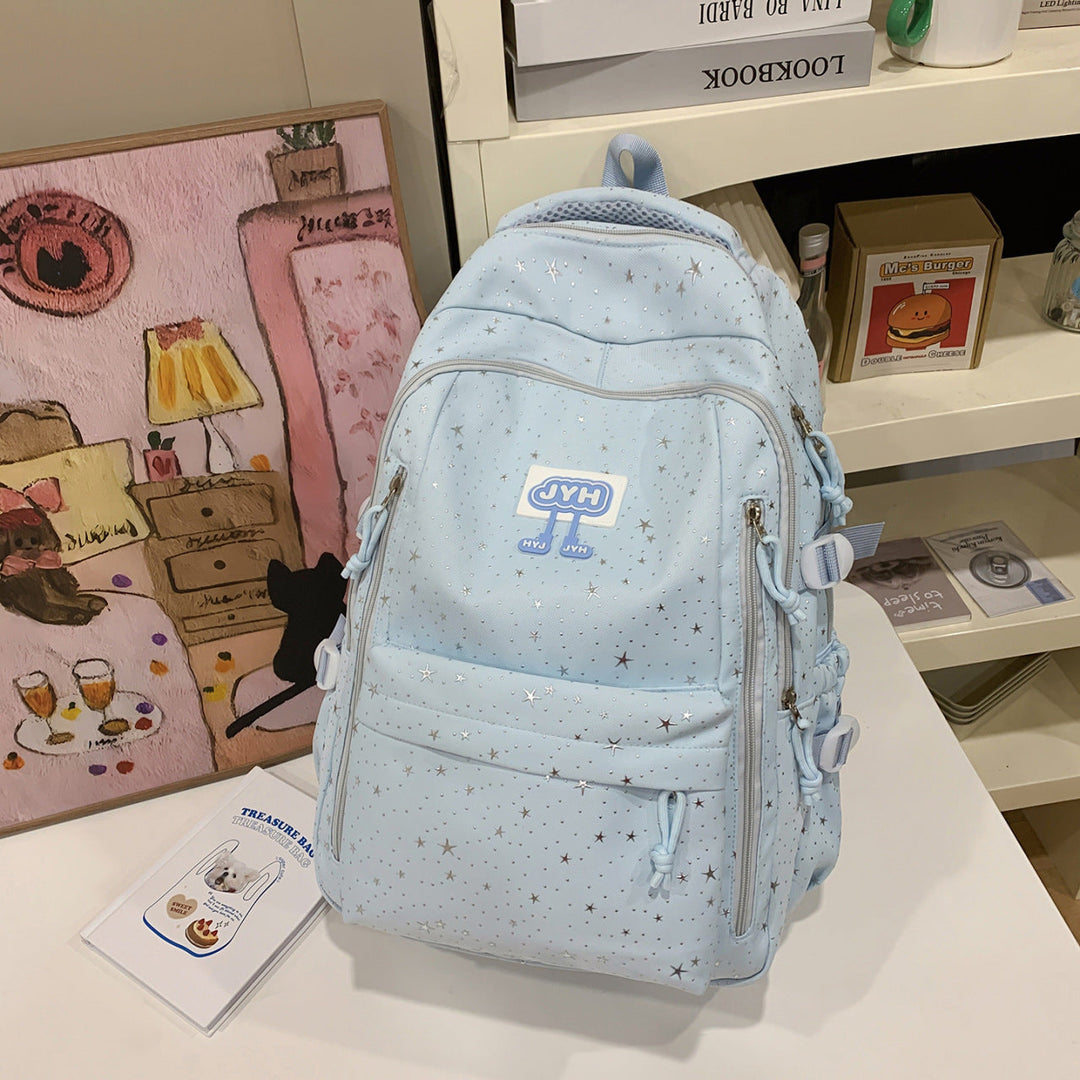 Star-Print Fashion School Backpack
