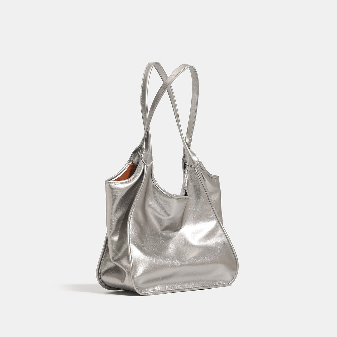 Women’s fashionable tote bag with shiny surface