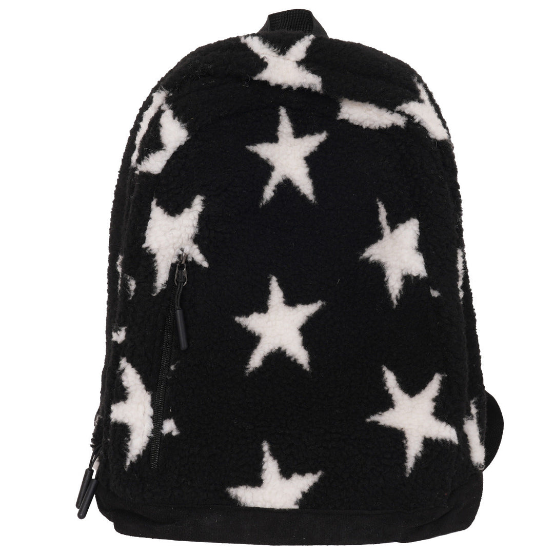 Cozy Fleece Star Print School Backpack