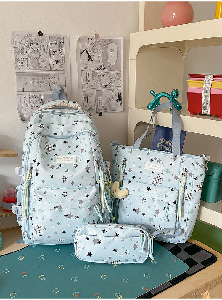 Starry Pattern School Backpack Set