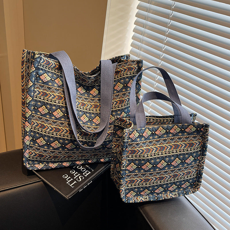 Women's shopping bag with artistic ethnic pattern