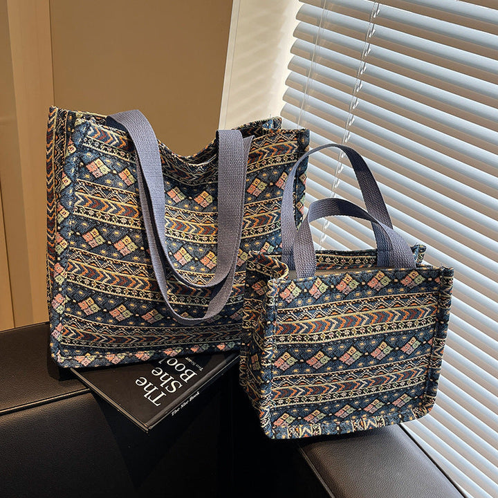 Women's shopping bag with artistic ethnic pattern