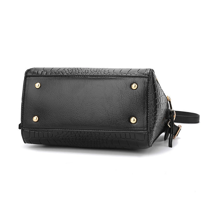 Women's high-quality tote handbag with stylish crocodile leather look and removable shoulder strap