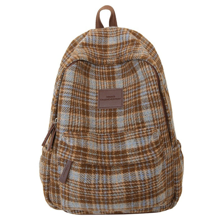 Cozy Plaid Patterned School Backpack