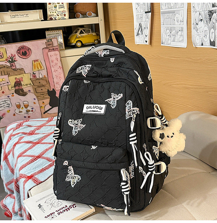Floral Embroidered Durable School Backpack