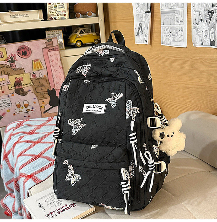 Floral Embroidered Durable School Backpack