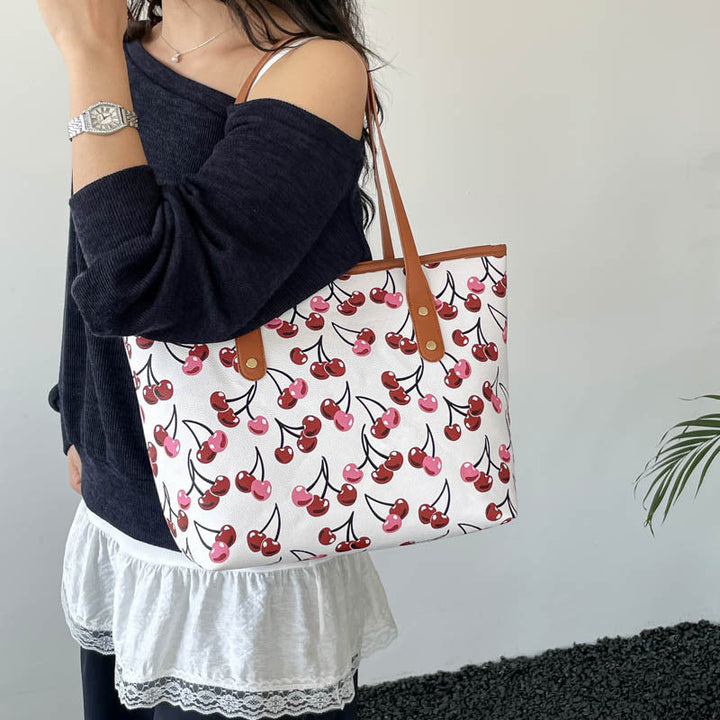 Women's Tote Bag with Fruity Cherry Design