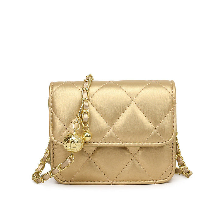 Women's mini crossbody bag with shiny chain and charming pendant