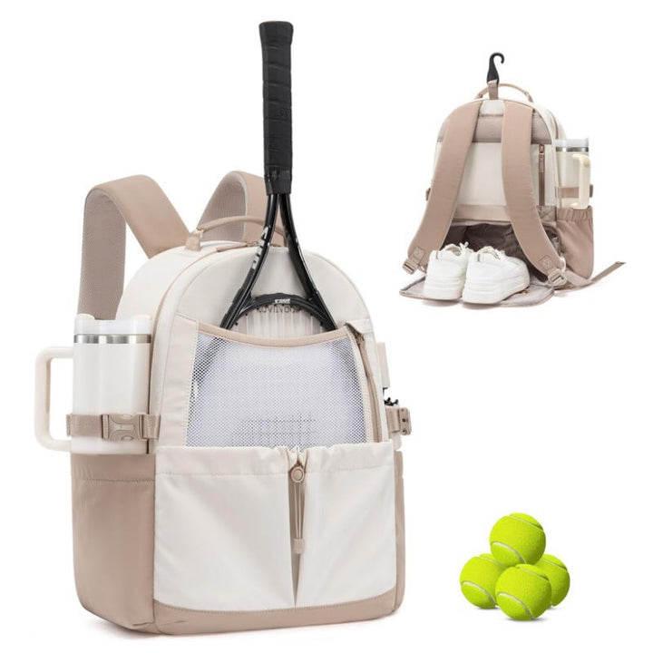 Sport backpack with integrated shoe compartment and bottle holder