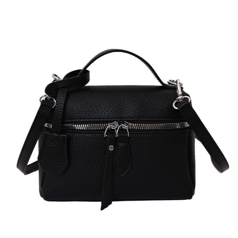 Women's practical shoulder bag with double zipper and versatile carrying strap