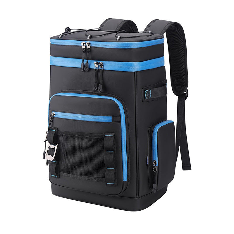 Insulated cooler backpack with multiple compartments and ergonomic carrying system