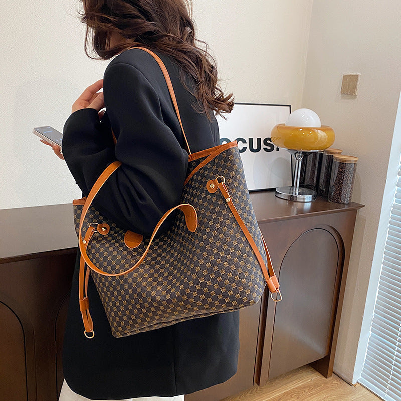 Ladies elegant tote bag with textured design and high-quality leather accents