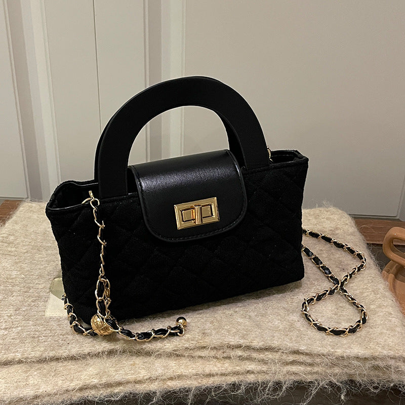 Women's Mini Handbag with Elegant Check Pattern