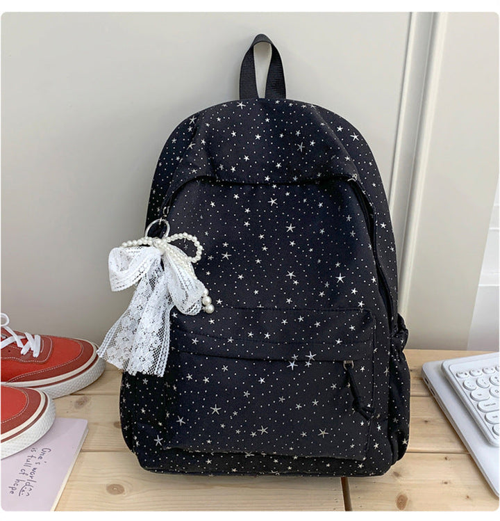 Stylish Star-Print Casual School Backpack