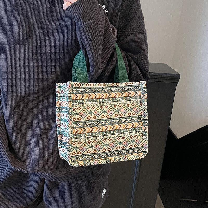 Women's shopping bag with artistic ethnic pattern