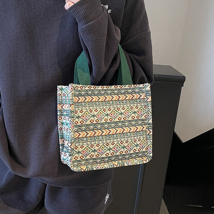 Women's shopping bag with artistic ethnic pattern