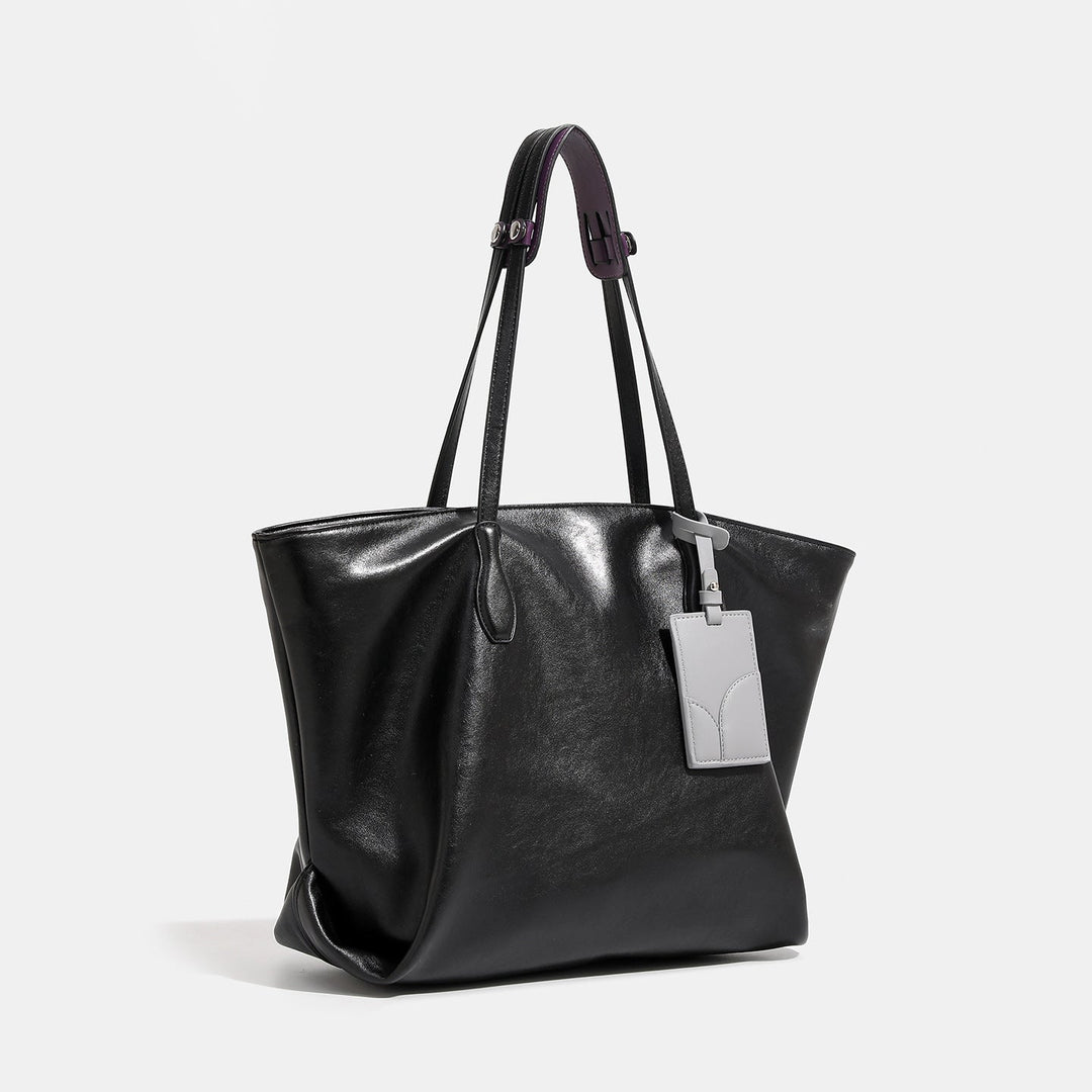 Women high-quality tote bag made of soft synthetic leather with textured design