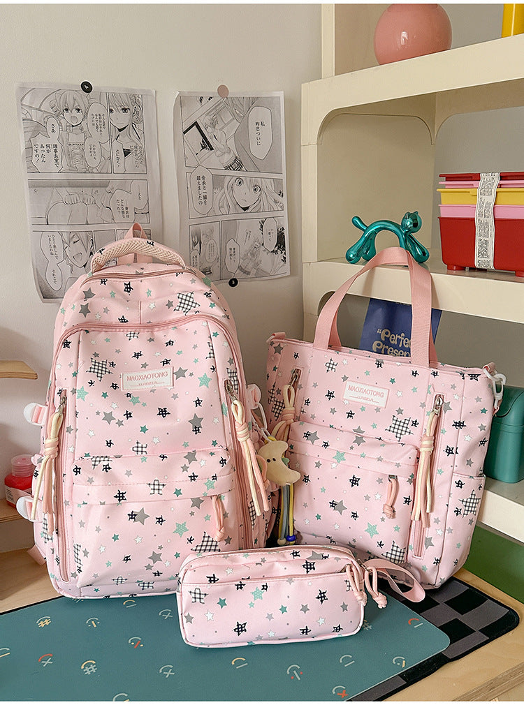 Starry Pattern School Backpack Set