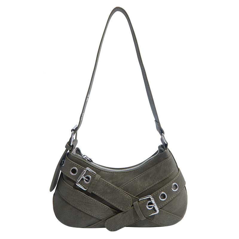 Women's fashionable shoulder bag made of soft suede leather with unique appliqué