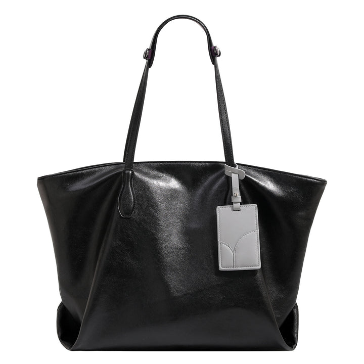 Women high-quality tote bag made of soft synthetic leather with textured design