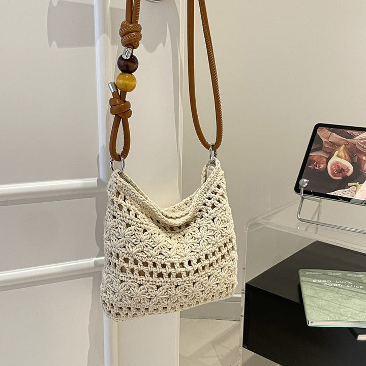 Women crocheted shoulder bag with decorative details