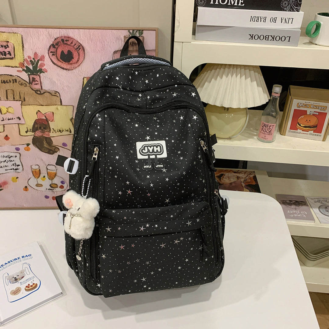 Star-Print Fashion School Backpack
