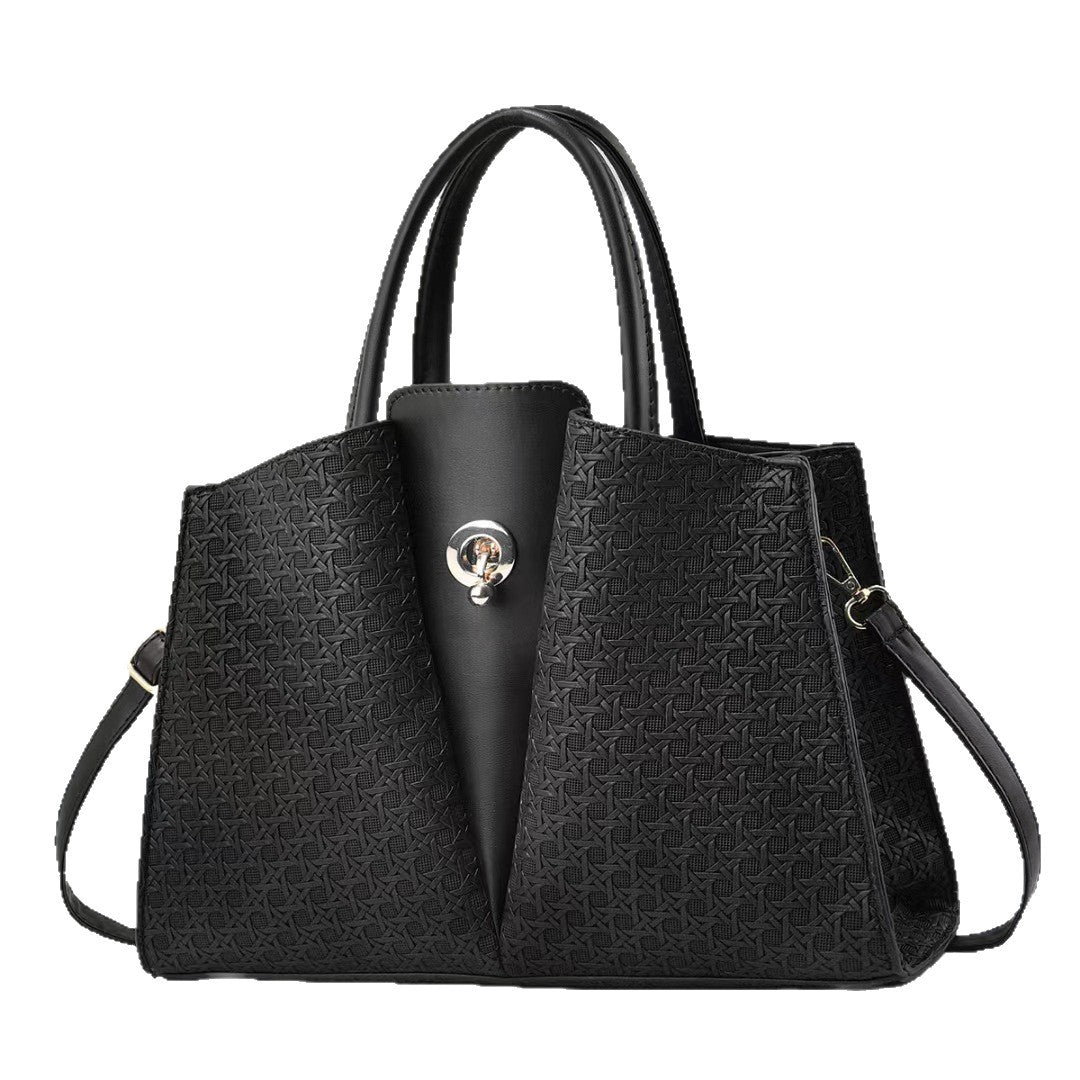 Ladies structured tote bag with elegant pleating technique