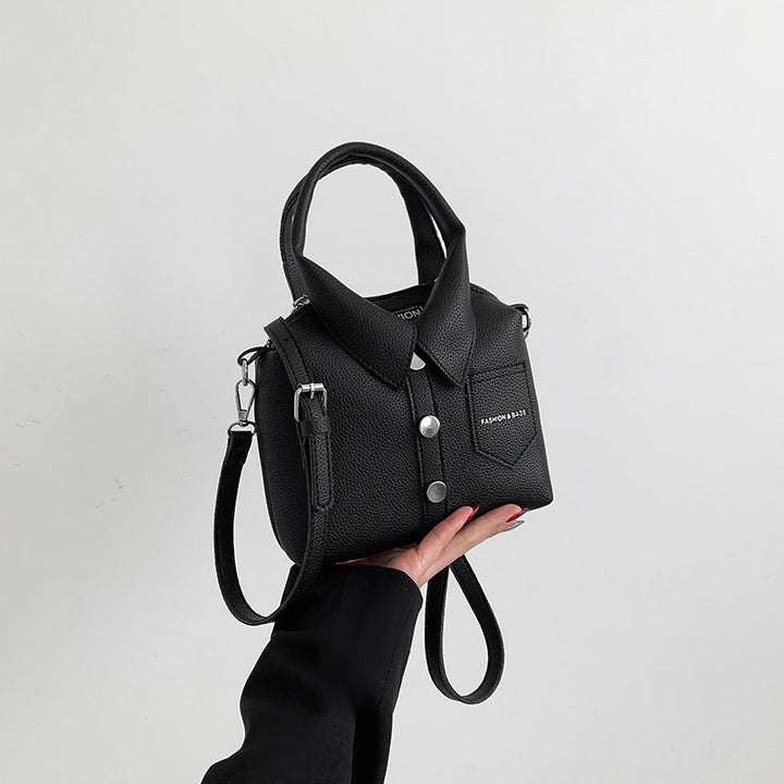 Ladies mini handbag in shirt design with adjustable shoulder strap