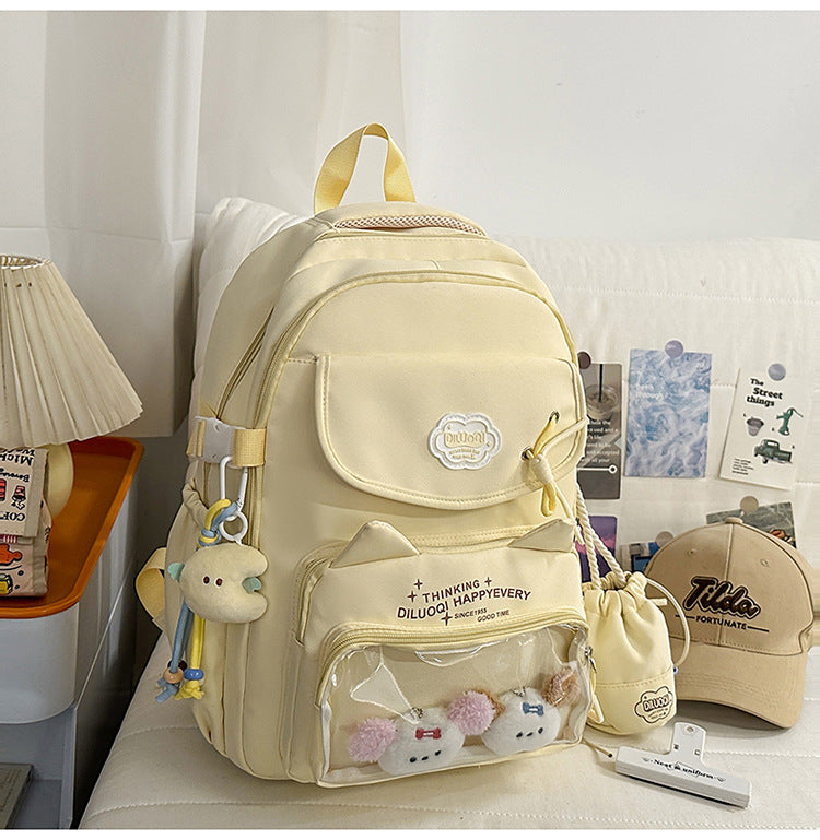 Cat-Designed Multi-Pocket School Backpack