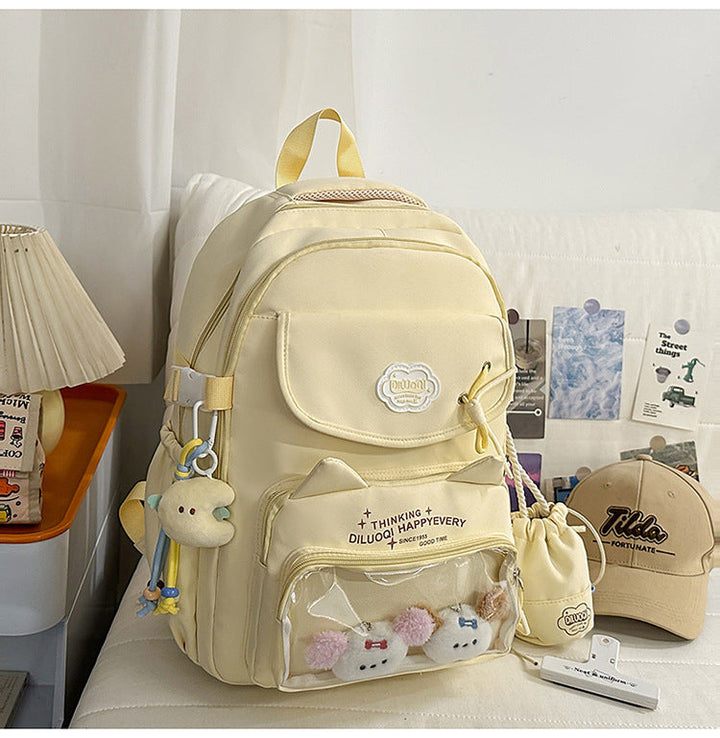 Cat-Designed Multi-Pocket School Backpack