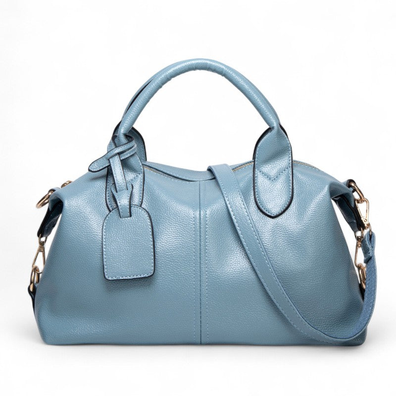 Textured Leather Shoulder Handbag