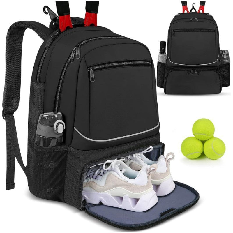 Sporty backpack with shoe compartment and water-repellent pockets