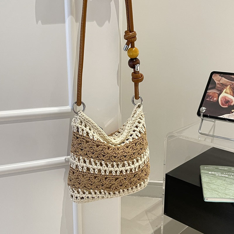 Women crocheted shoulder bag with decorative details