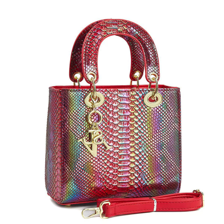 Ladies elegant mini handbag in modern snakeskin look with removable shoulder strap