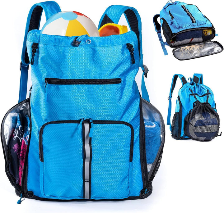 Multifunctional leisure backpack with special compartments for towels and sports accessories