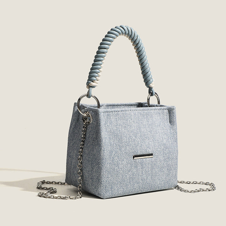 Women's Denim Mini Handbag with Elegant Chain Strap