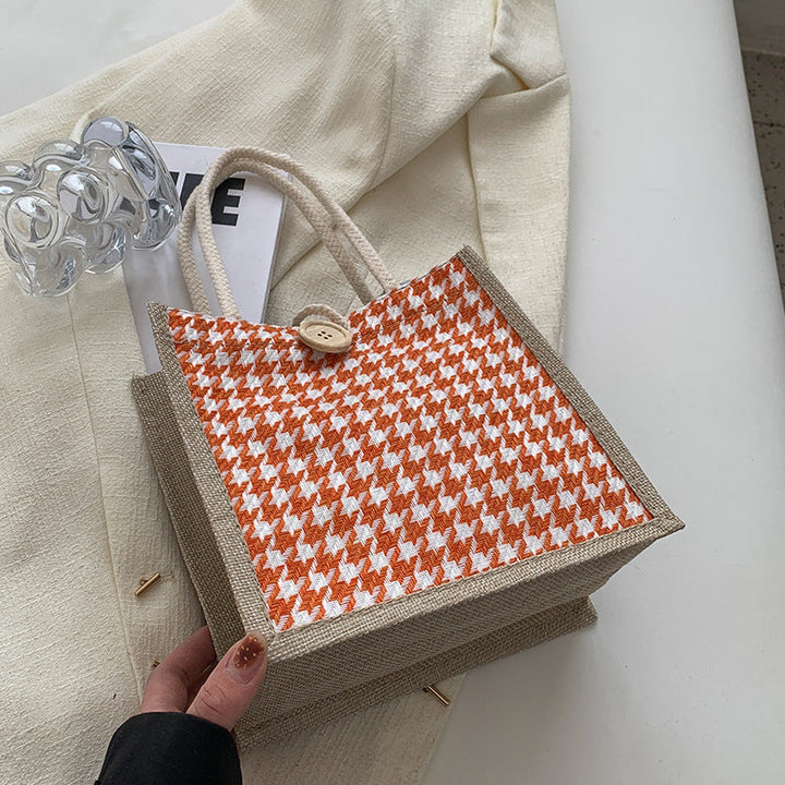 Ladies Jute Bag in classic Houndstooth pattern