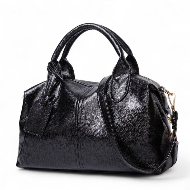 Textured Leather Shoulder Handbag