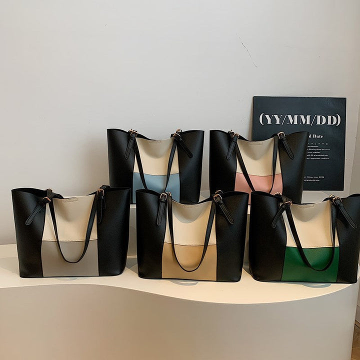 Women's spacious tote bag with elegant color block details