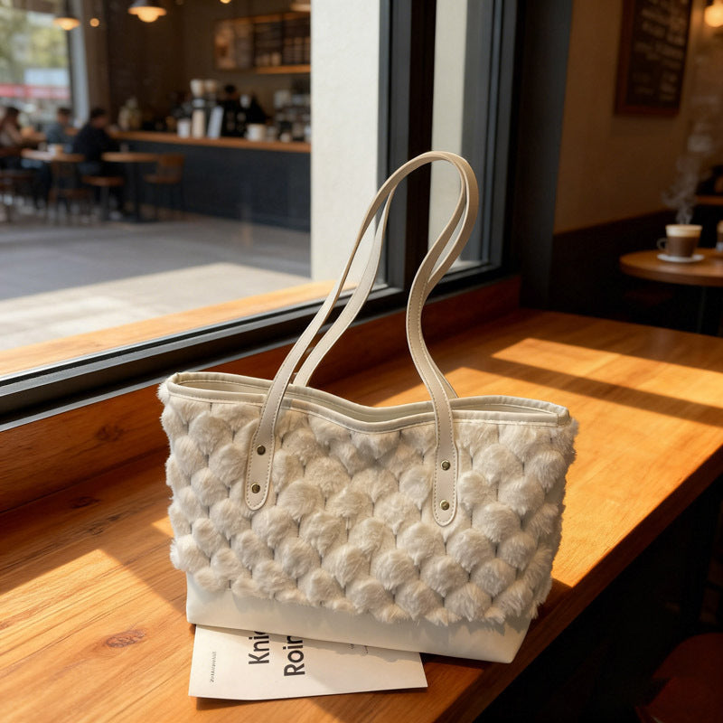 Women's tote bag made of high-quality synthetic leather with textured surface