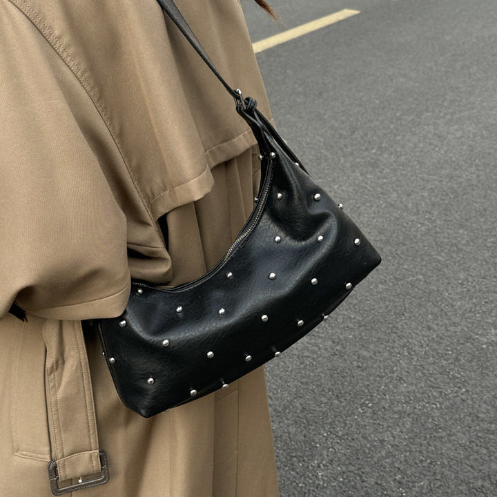 Women's casual shoulder bag with elegant pearl accents
