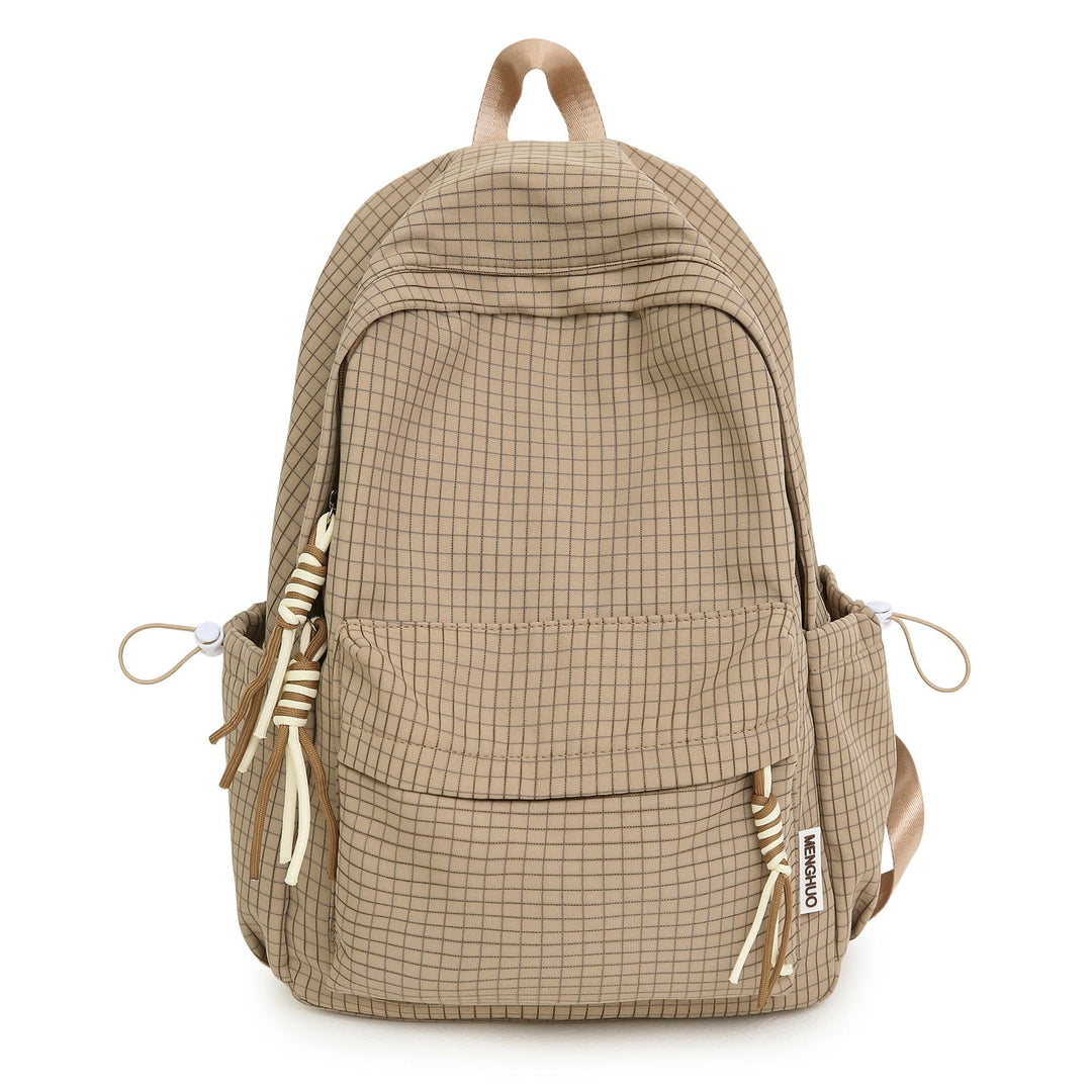 Versatile Lightweight Grid Pattern School Backpack