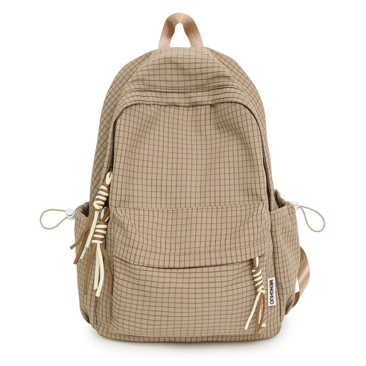 Versatile Lightweight Grid Pattern School Backpack