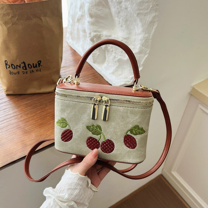 Women's practical shoulder bag with cute fruit motif and practical inner pocket