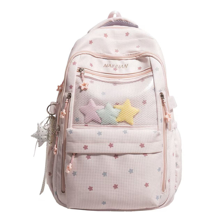 Star-Motif Multi-Pocket Backpack